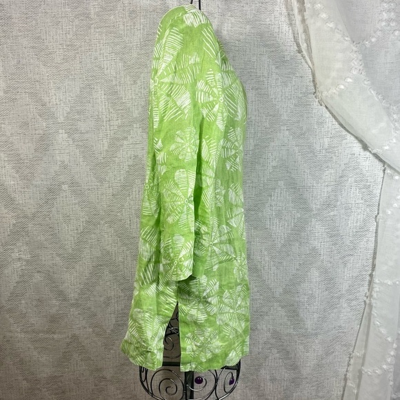 J. Jill green floral 3/4 sleeve linen tunic size S - Picture 3 of 6